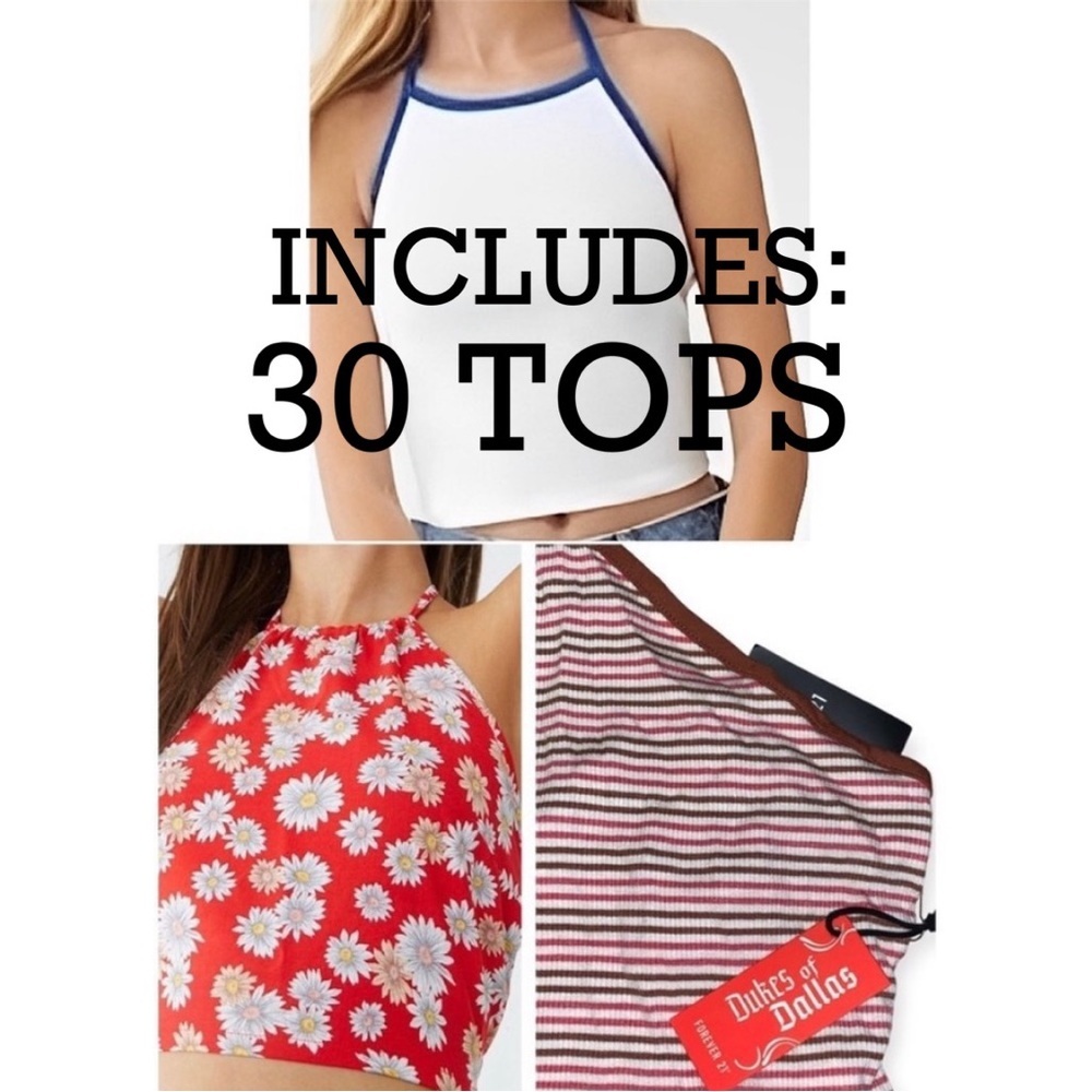 Forever 21 Reseller Lot $300 NWT 30 Halter Tops 3 Styles & 3 Sizes S/M/L